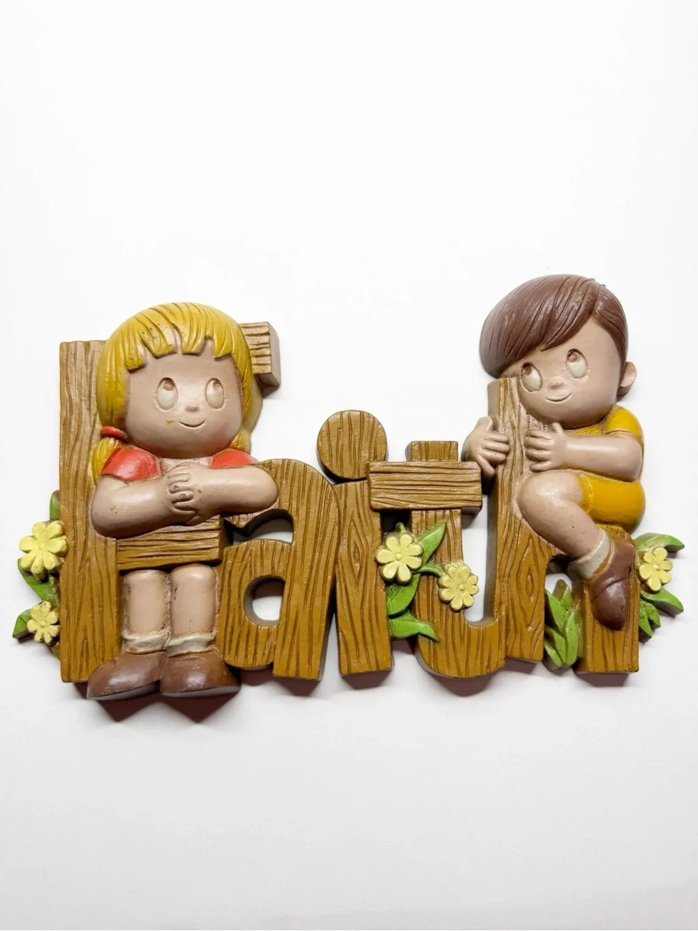Vintage 80s Burwood Products Faith Hope Charity Kid Wall Art